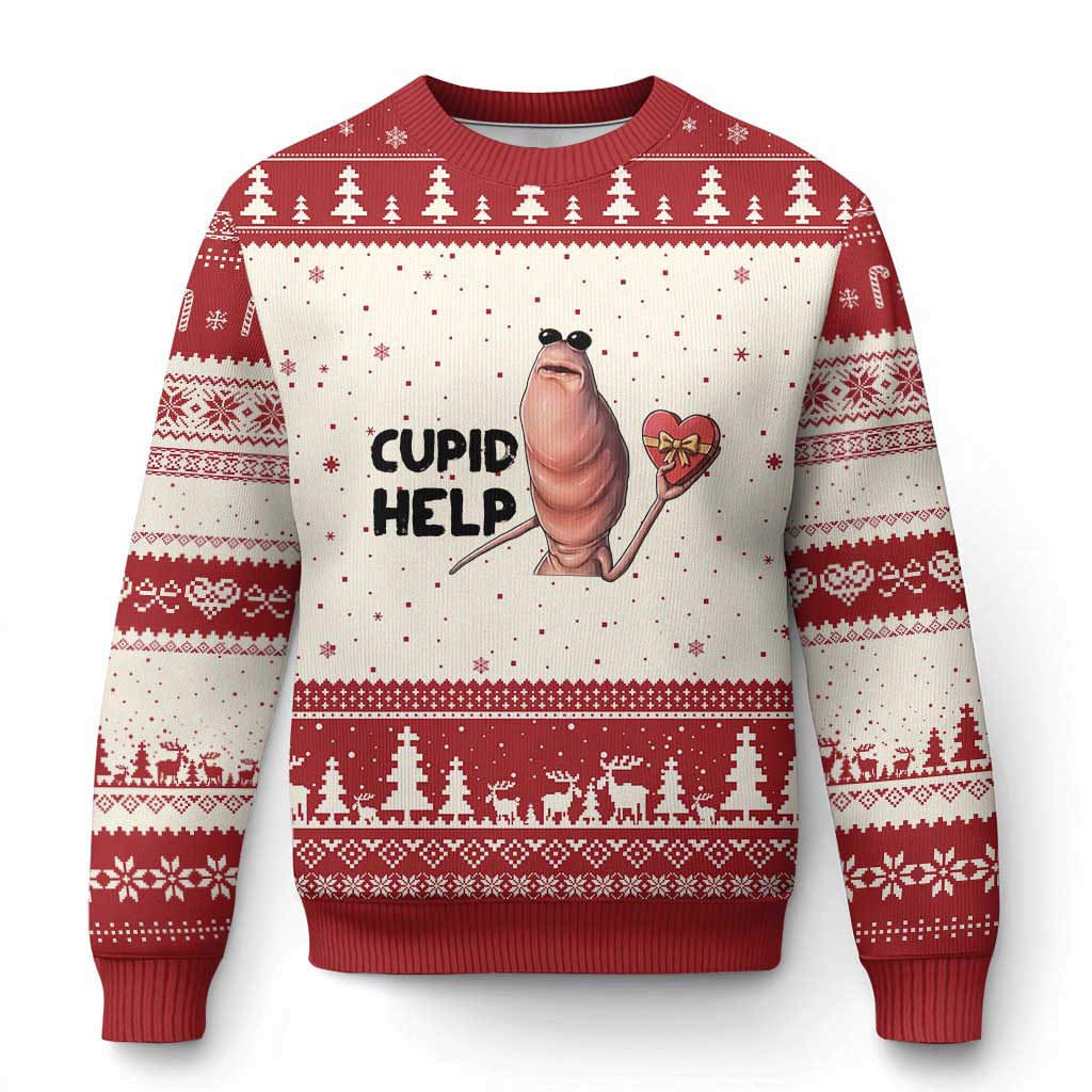Marcus The Worm Valentine Meme Ugly Christmas Sweater Cupid Help TS14 Beige Red Print Your Wear