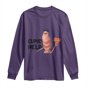Marcus The Worm Valentine Meme Long Sleeve Shirt Cupid Help TS14 Purple Print Your Wear