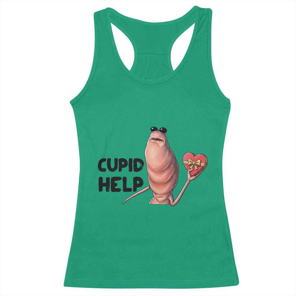 Marcus The Worm Valentine Meme Racerback Tank Top Cupid Help TS14 Irish Green Print Your Wear