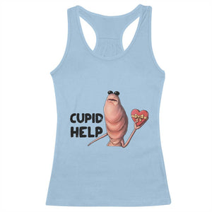 Marcus The Worm Valentine Meme Racerback Tank Top Cupid Help TS14 Light Blue Print Your Wear