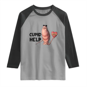 Marcus The Worm Valentine Meme Raglan Shirt Cupid Help TS14 Sport Gray Black Print Your Wear