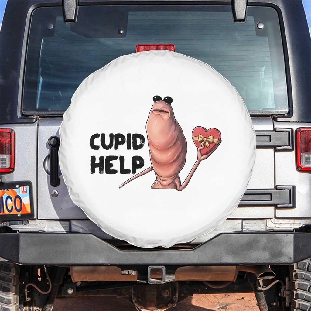 Marcus The Worm Valentine Meme Spare Tire Cover Cupid Help TS14 No hole White Print Your Wear