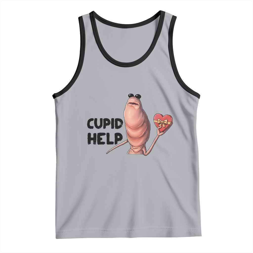 Marcus The Worm Valentine Meme Tank Top Cupid Help TS14 Athletic Heather Black Print Your Wear