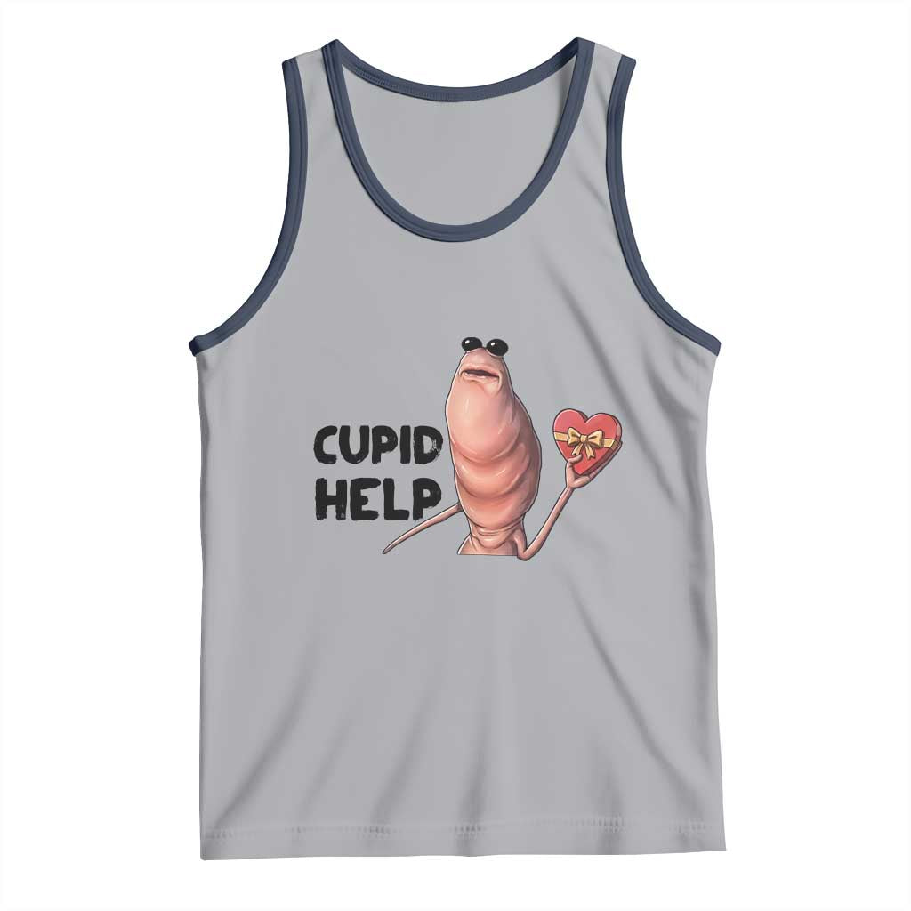 Marcus The Worm Valentine Meme Tank Top Cupid Help TS14 Athletic Heather Navy Print Your Wear