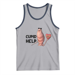 Marcus The Worm Valentine Meme Tank Top Cupid Help TS14 Athletic Heather Navy Print Your Wear