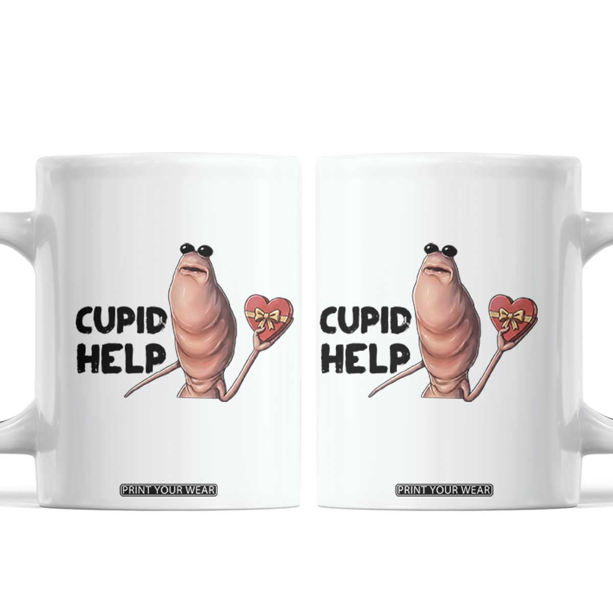 Marcus The Worm Valentine Meme Coffee Mug Cupid Help TS14 White Print Your Wear