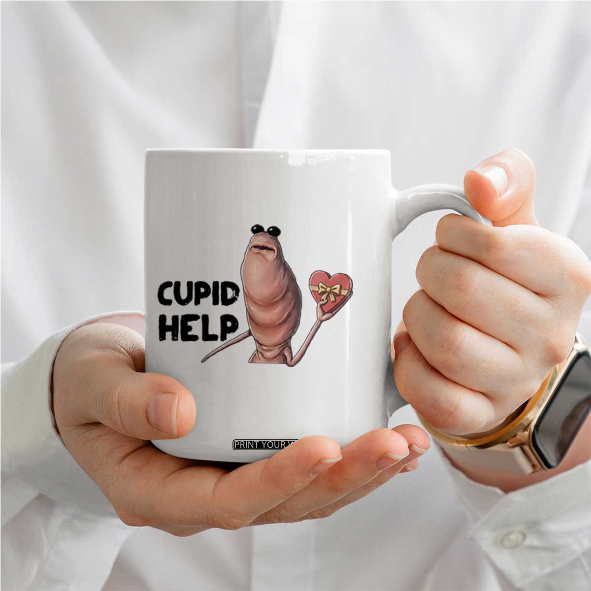 Marcus The Worm Valentine Meme Coffee Mug Cupid Help TS14 Print Your Wear