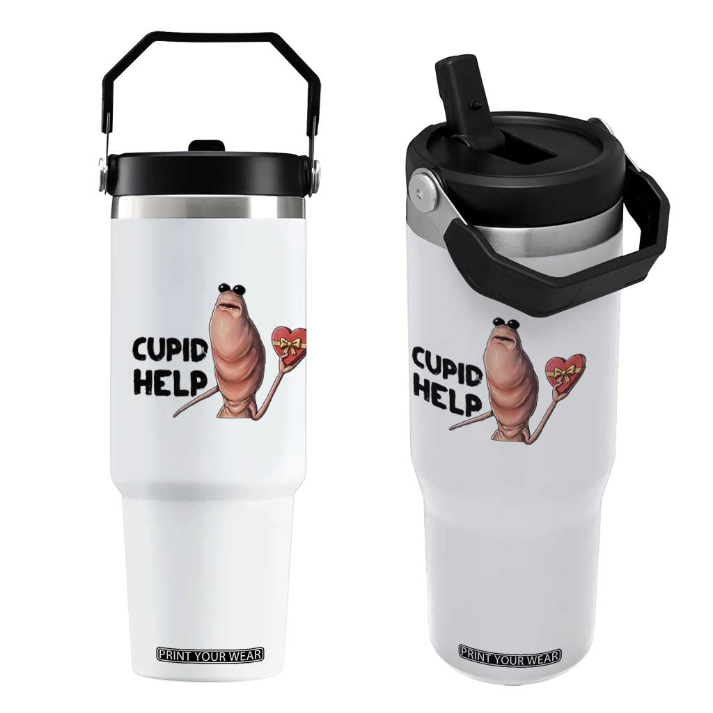 Marcus The Worm Valentine Meme Flip Straw Tumbler Cupid Help TS14 One Size: 30 oz White Print Your Wear