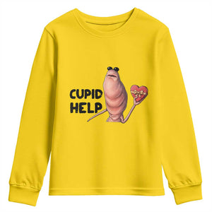 Marcus The Worm Valentine Meme Youth Sweatshirt Cupid Help TS14 Daisy Print Your Wear