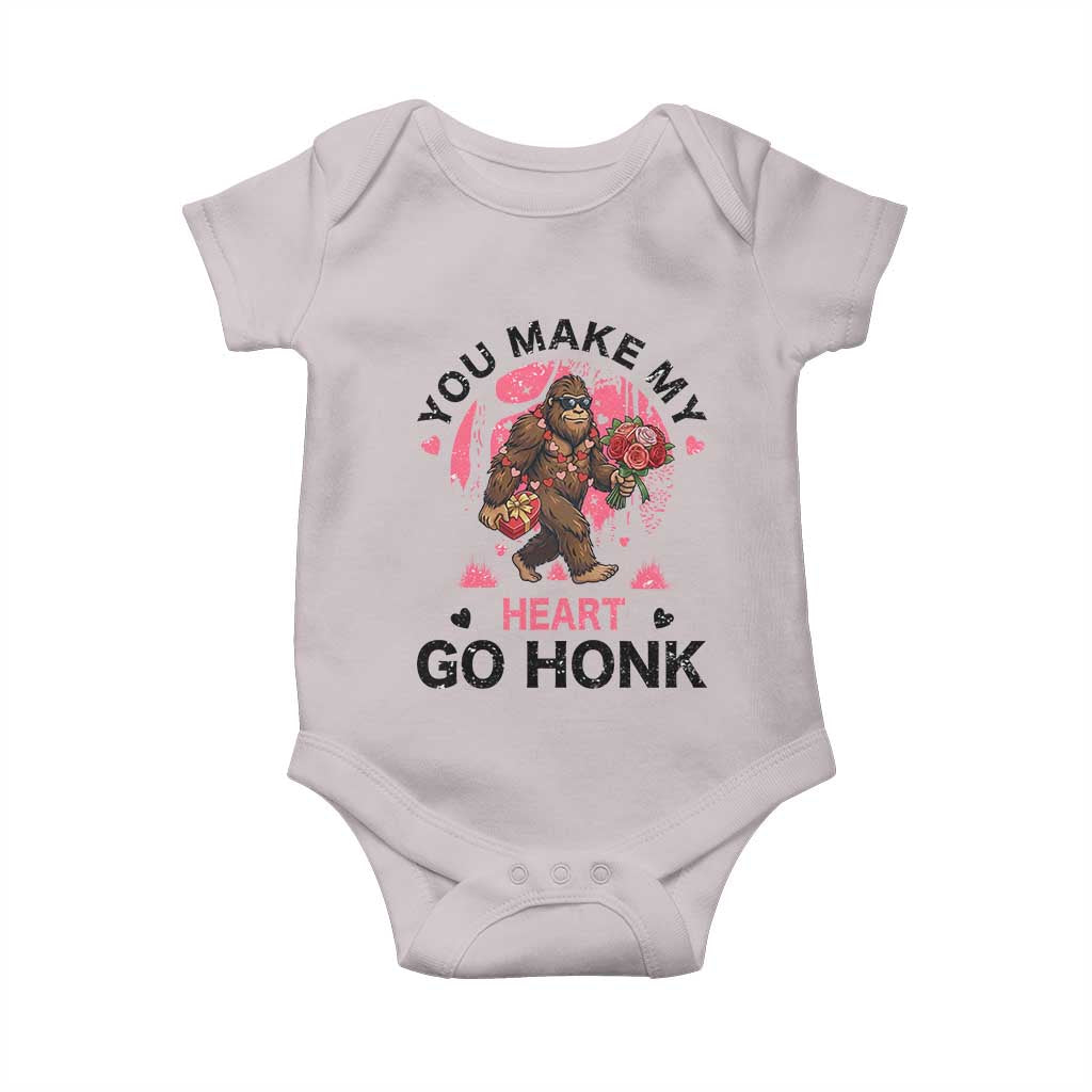 You Make My Heart Go Honk Baby Onesie Funny Bigfoot Valentine Meme TS14 Ice Gray Print Your Wear