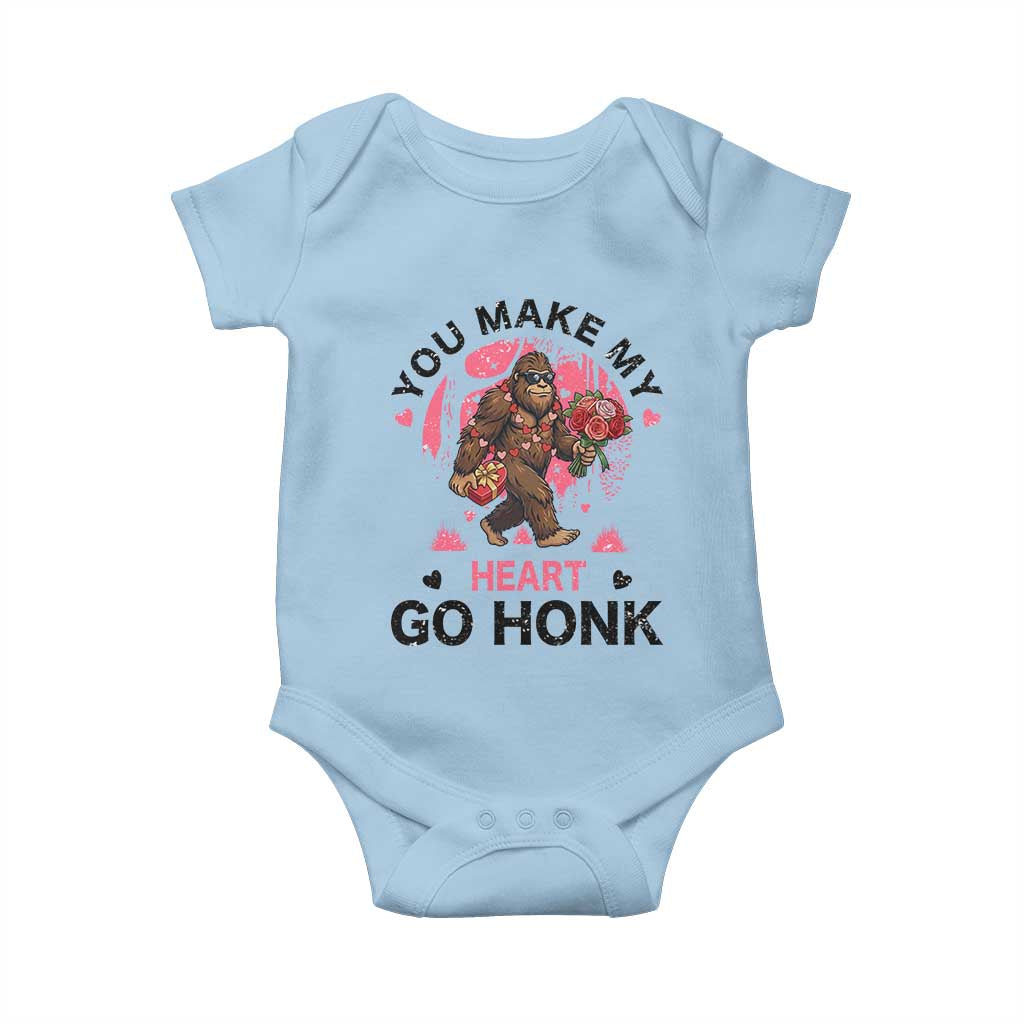 You Make My Heart Go Honk Baby Onesie Funny Bigfoot Valentine Meme TS14 Light Blue Print Your Wear