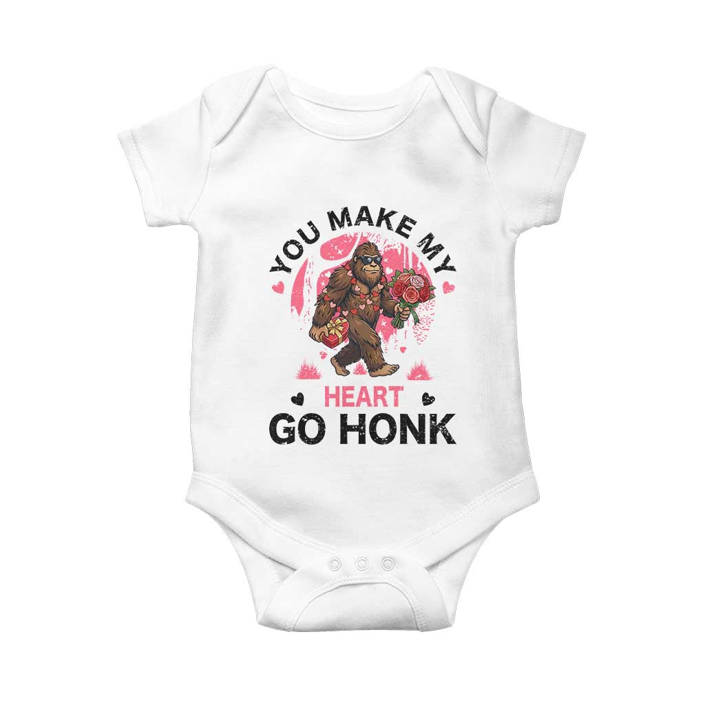 You Make My Heart Go Honk Baby Onesie Funny Bigfoot Valentine Meme TS14 White Print Your Wear