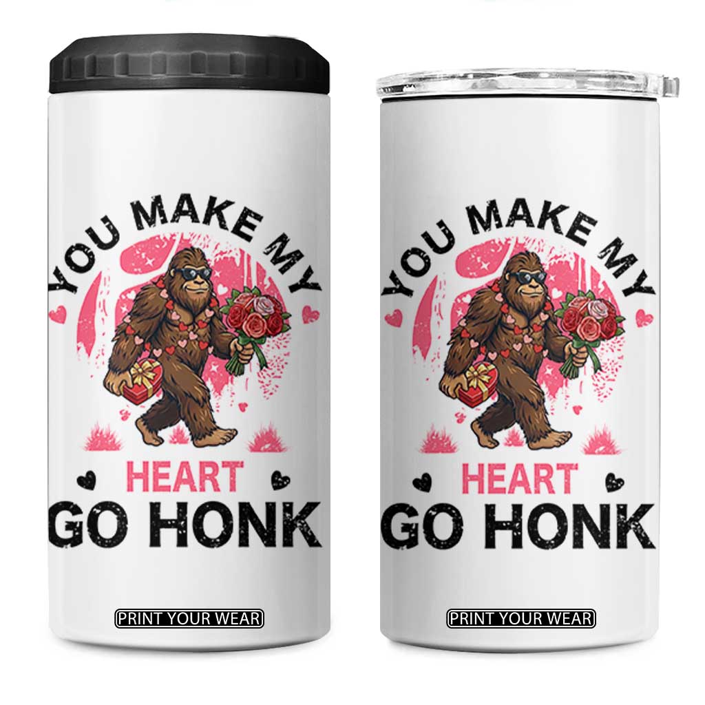 You Make My Heart Go Honk 4 in 1 Can Cooler Tumbler Funny Bigfoot Valentine Meme TS14 One Size: 16 oz White Print Your Wear