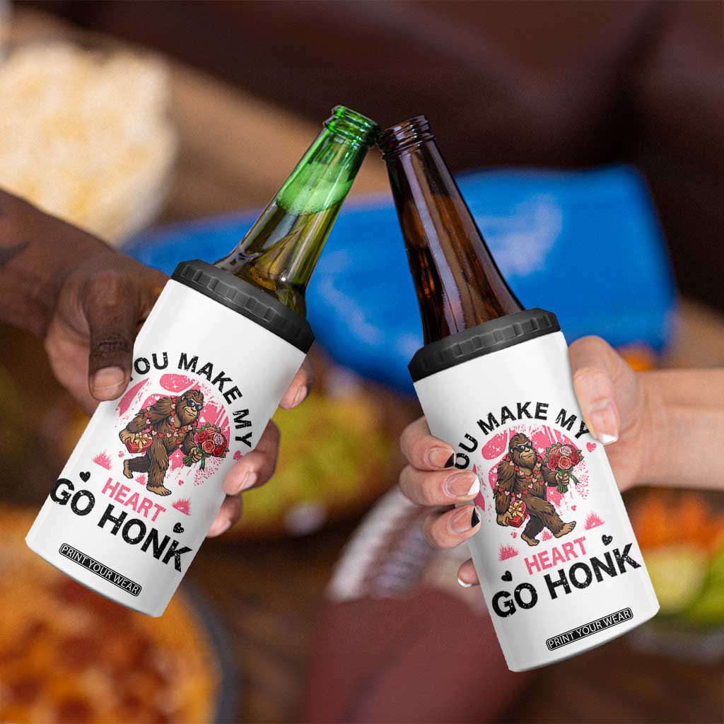 You Make My Heart Go Honk 4 in 1 Can Cooler Tumbler Funny Bigfoot Valentine Meme TS14 Print Your Wear