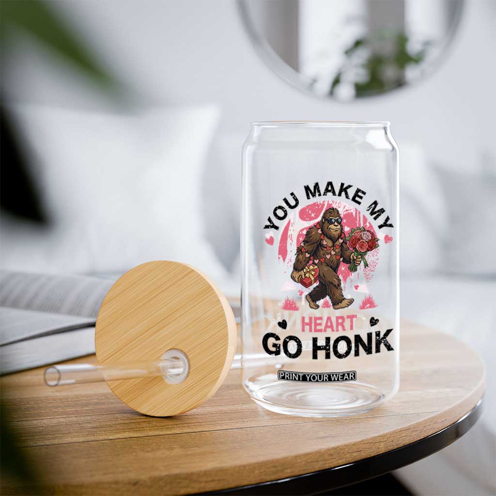 You Make My Heart Go Honk Glass Can Funny Bigfoot Valentine Meme TS14 Print Your Wear