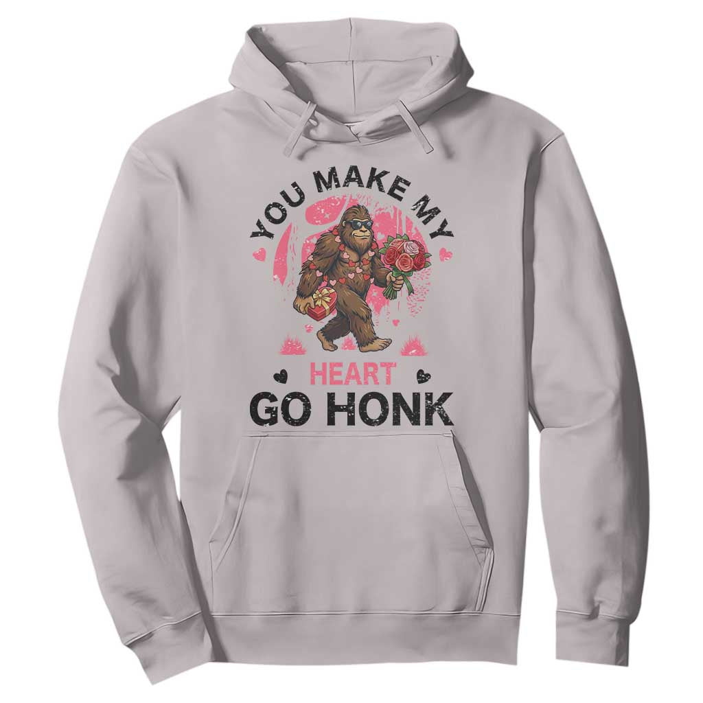 You Make My Heart Go Honk Hoodie Funny Bigfoot Valentine Meme TS14 Ice Gray Print Your Wear