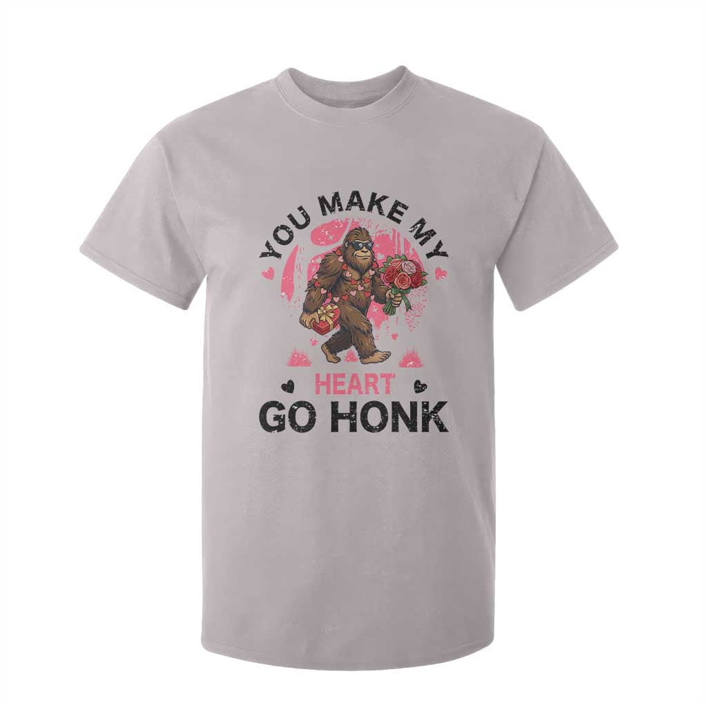 You Make My Heart Go Honk T Shirt For Kid Funny Bigfoot Valentine Meme TS14 Ice Gray Print Your Wear