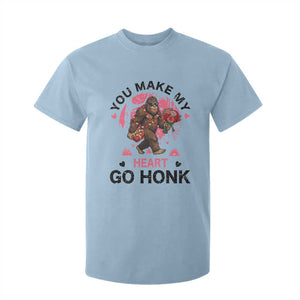 You Make My Heart Go Honk T Shirt For Kid Funny Bigfoot Valentine Meme TS14 Light Blue Print Your Wear