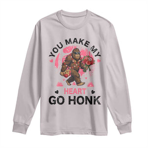 You Make My Heart Go Honk Long Sleeve Shirt Funny Bigfoot Valentine Meme TS14 Ice Gray Print Your Wear
