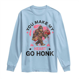 You Make My Heart Go Honk Long Sleeve Shirt Funny Bigfoot Valentine Meme TS14 Light Blue Print Your Wear
