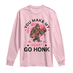 You Make My Heart Go Honk Long Sleeve Shirt Funny Bigfoot Valentine Meme TS14 Light Pink Print Your Wear