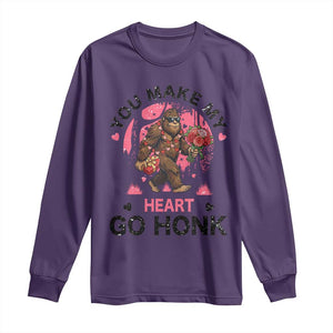 You Make My Heart Go Honk Long Sleeve Shirt Funny Bigfoot Valentine Meme TS14 Purple Print Your Wear