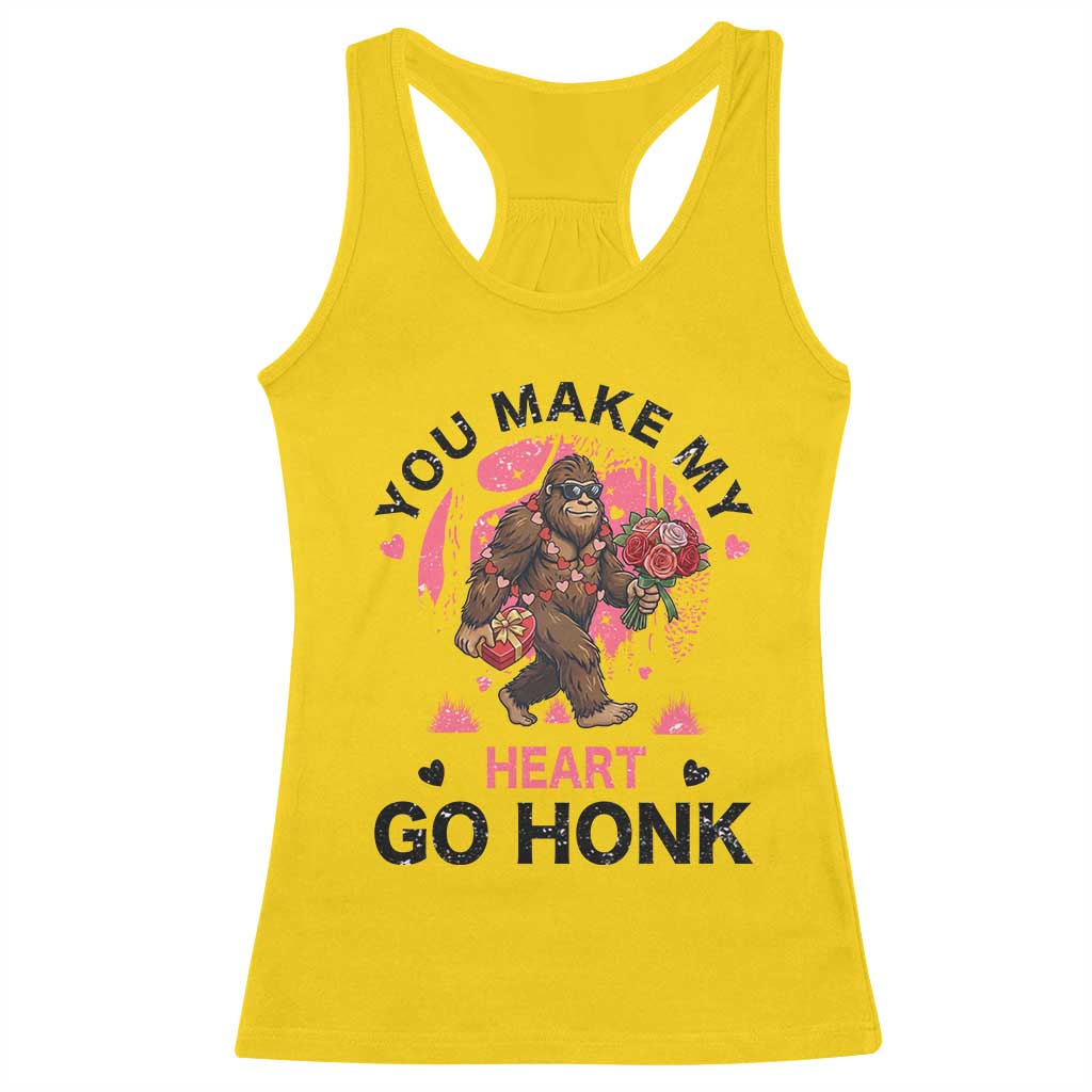 You Make My Heart Go Honk Racerback Tank Top Funny Bigfoot Valentine Meme TS14 Daisy Print Your Wear