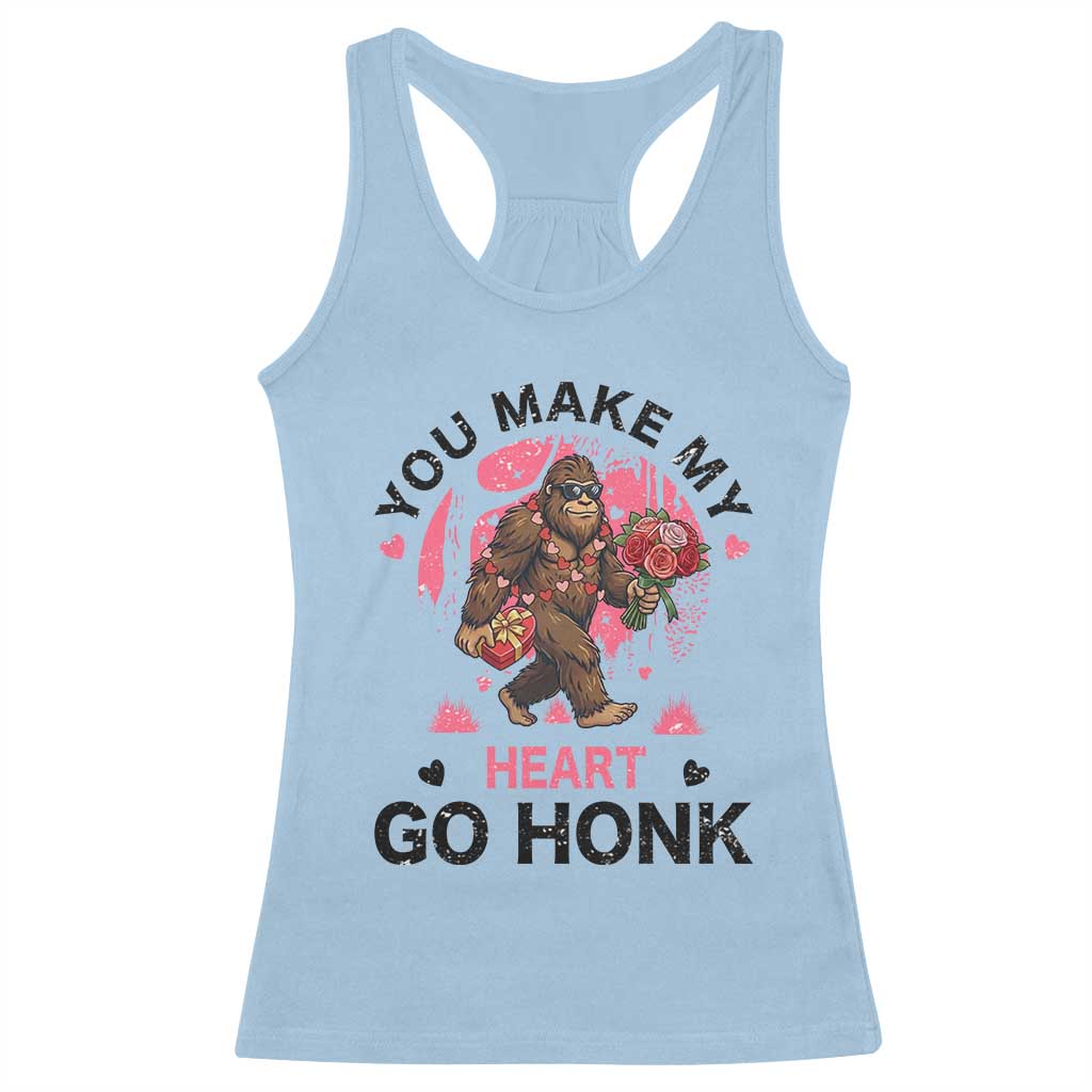 You Make My Heart Go Honk Racerback Tank Top Funny Bigfoot Valentine Meme TS14 Light Blue Print Your Wear