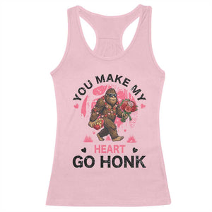 You Make My Heart Go Honk Racerback Tank Top Funny Bigfoot Valentine Meme TS14 Light Pink Print Your Wear