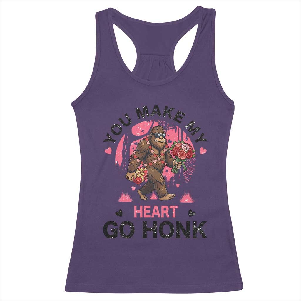 You Make My Heart Go Honk Racerback Tank Top Funny Bigfoot Valentine Meme TS14 Purple Print Your Wear