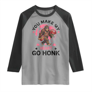 You Make My Heart Go Honk Raglan Shirt Funny Bigfoot Valentine Meme TS14 Sport Gray Black Print Your Wear