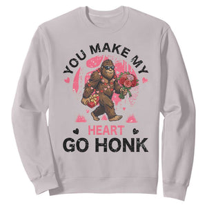 You Make My Heart Go Honk Sweatshirt Funny Bigfoot Valentine Meme TS14 Ice Gray Print Your Wear