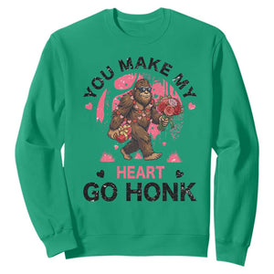 You Make My Heart Go Honk Sweatshirt Funny Bigfoot Valentine Meme TS14 Irish Green Print Your Wear
