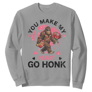 You Make My Heart Go Honk Sweatshirt Funny Bigfoot Valentine Meme TS14 Sport Gray Print Your Wear