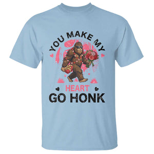 You Make My Heart Go Honk T Shirt Funny Bigfoot Valentine Meme TS14 Light Blue Print Your Wear