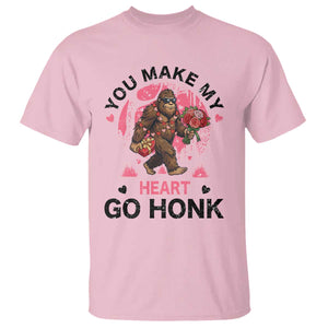 You Make My Heart Go Honk T Shirt Funny Bigfoot Valentine Meme TS14 Light Pink Print Your Wear