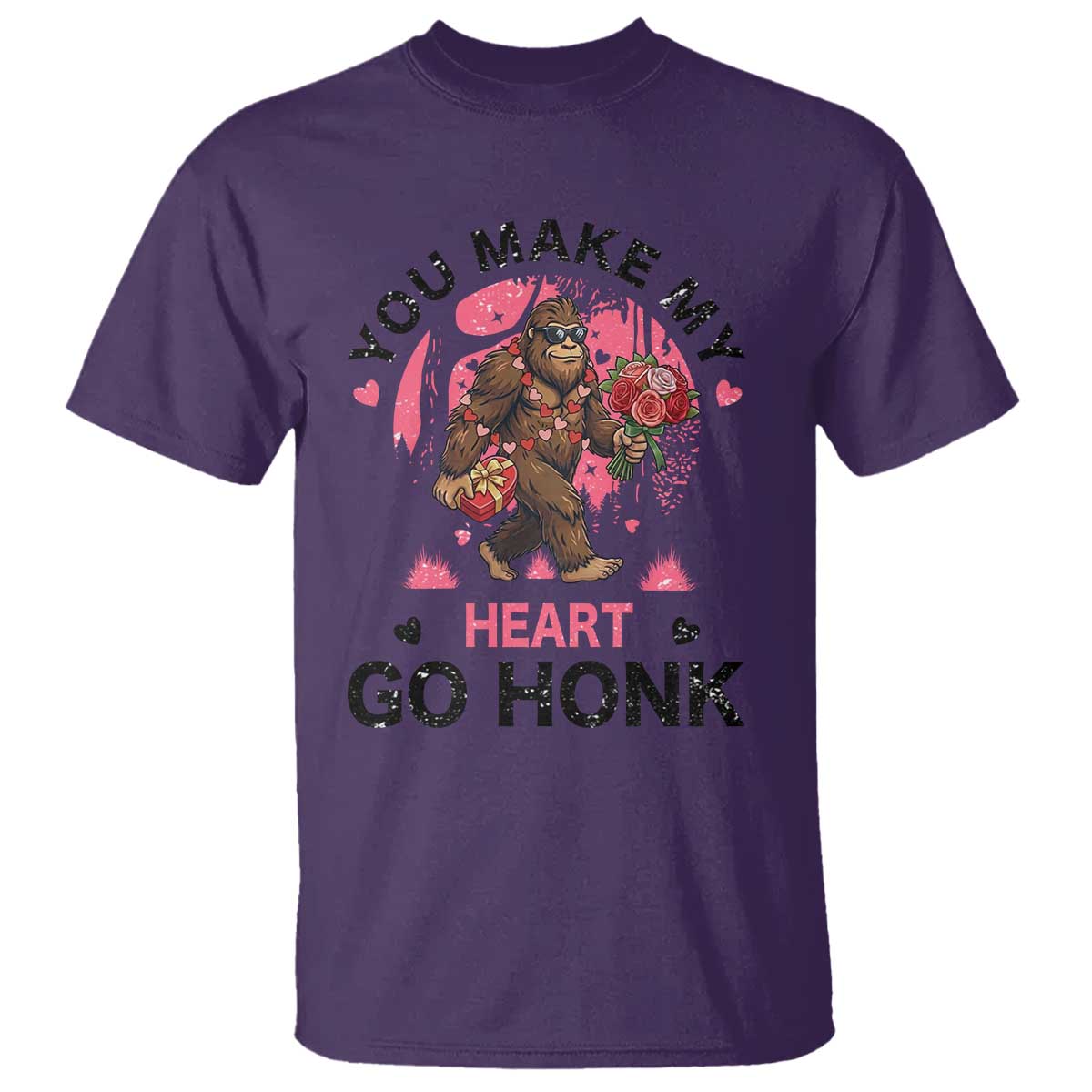 You Make My Heart Go Honk T Shirt Funny Bigfoot Valentine Meme TS14 Purple Print Your Wear