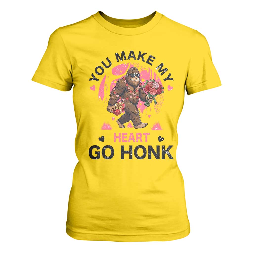 You Make My Heart Go Honk T Shirt For Women Funny Bigfoot Valentine Meme TS14 Daisy Print Your Wear