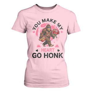 You Make My Heart Go Honk T Shirt For Women Funny Bigfoot Valentine Meme TS14 Light Pink Print Your Wear