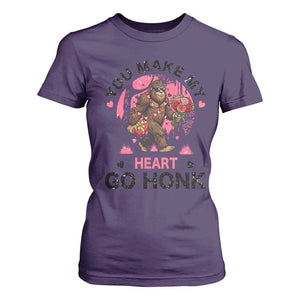 You Make My Heart Go Honk T Shirt For Women Funny Bigfoot Valentine Meme TS14 Purple Print Your Wear