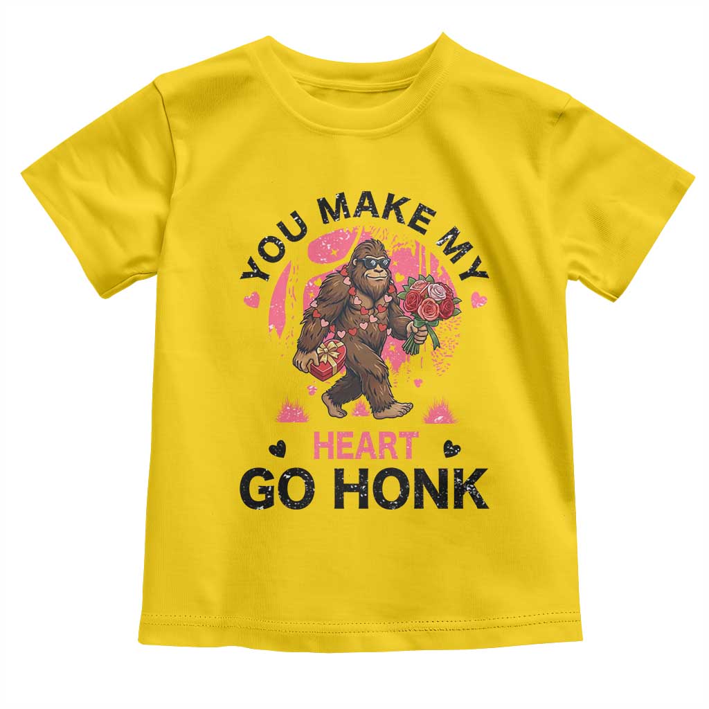 You Make My Heart Go Honk Toddler T Shirt Funny Bigfoot Valentine Meme TS14 Daisy Print Your Wear