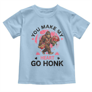You Make My Heart Go Honk Toddler T Shirt Funny Bigfoot Valentine Meme TS14 Light Blue Print Your Wear
