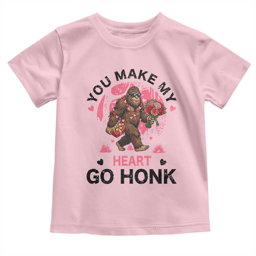You Make My Heart Go Honk Toddler T Shirt Funny Bigfoot Valentine Meme TS14 Light Pink Print Your Wear