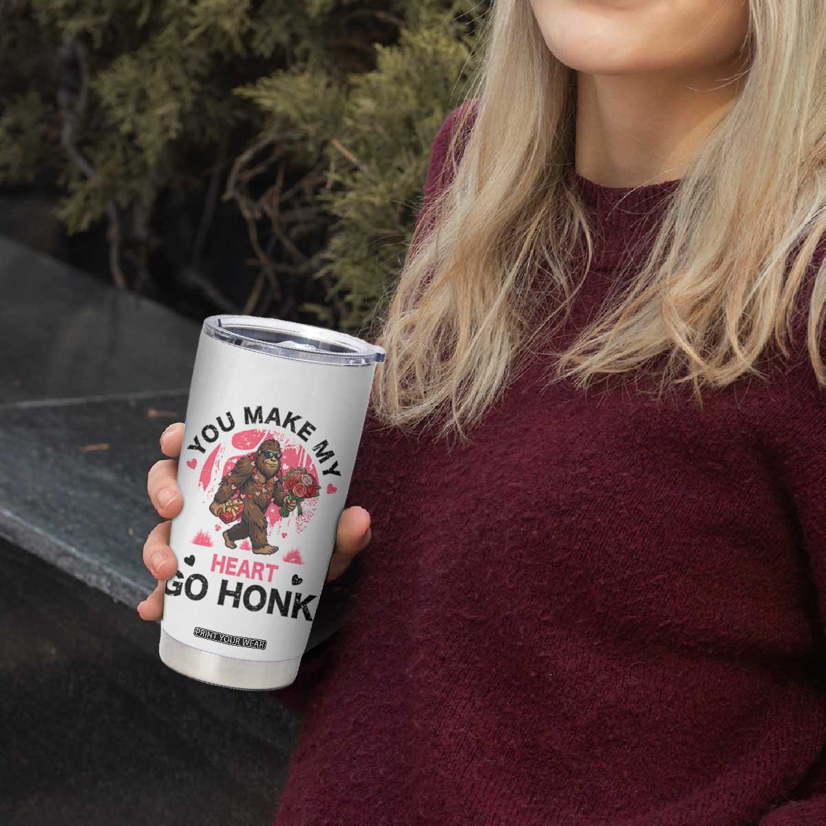 You Make My Heart Go Honk Tumbler Cup Funny Bigfoot Valentine Meme TS14 Print Your Wear