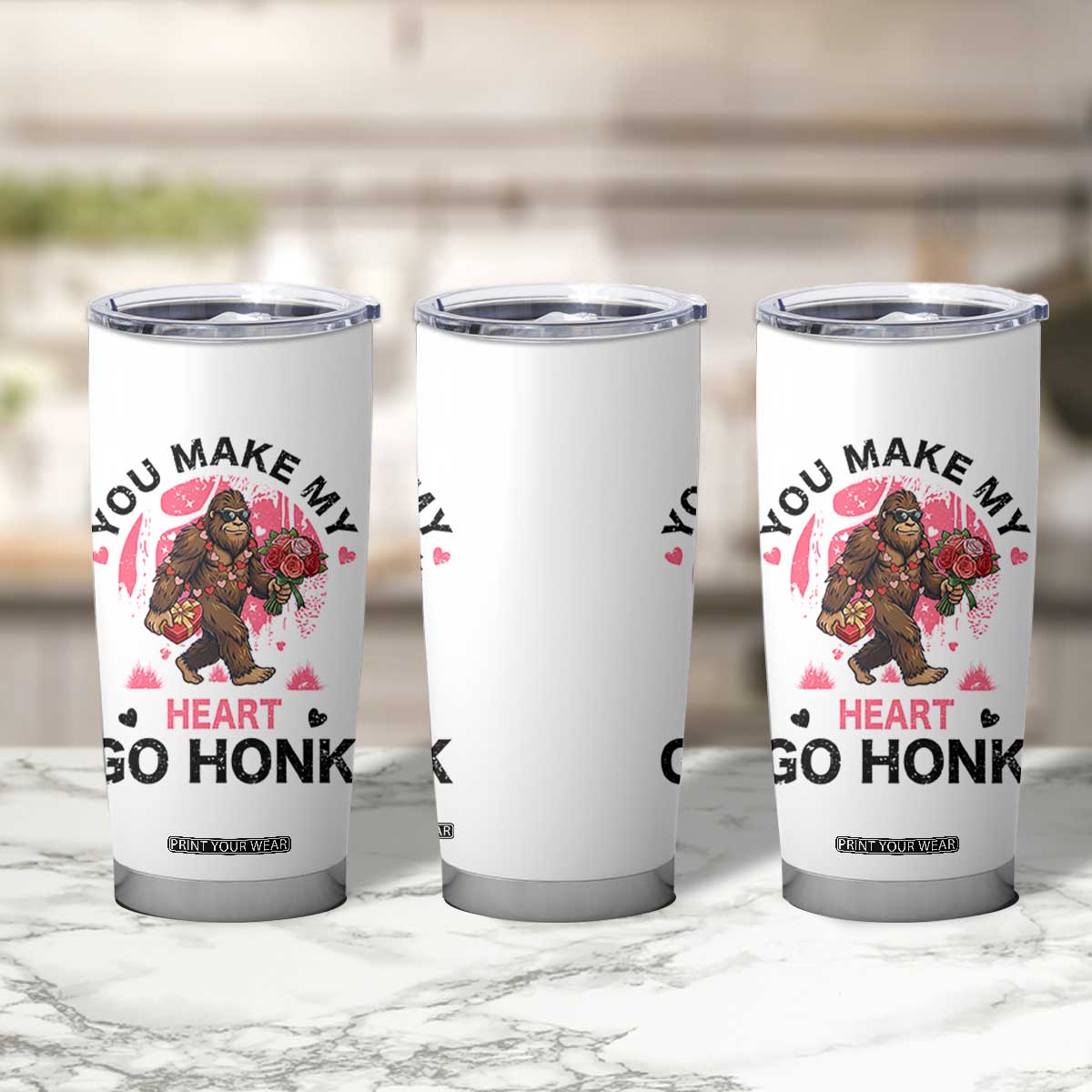 You Make My Heart Go Honk Tumbler Cup Funny Bigfoot Valentine Meme TS14 Print Your Wear