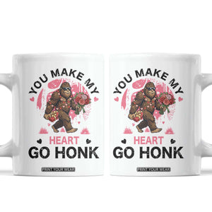 You Make My Heart Go Honk Coffee Mug Funny Bigfoot Valentine Meme TS14 White Print Your Wear