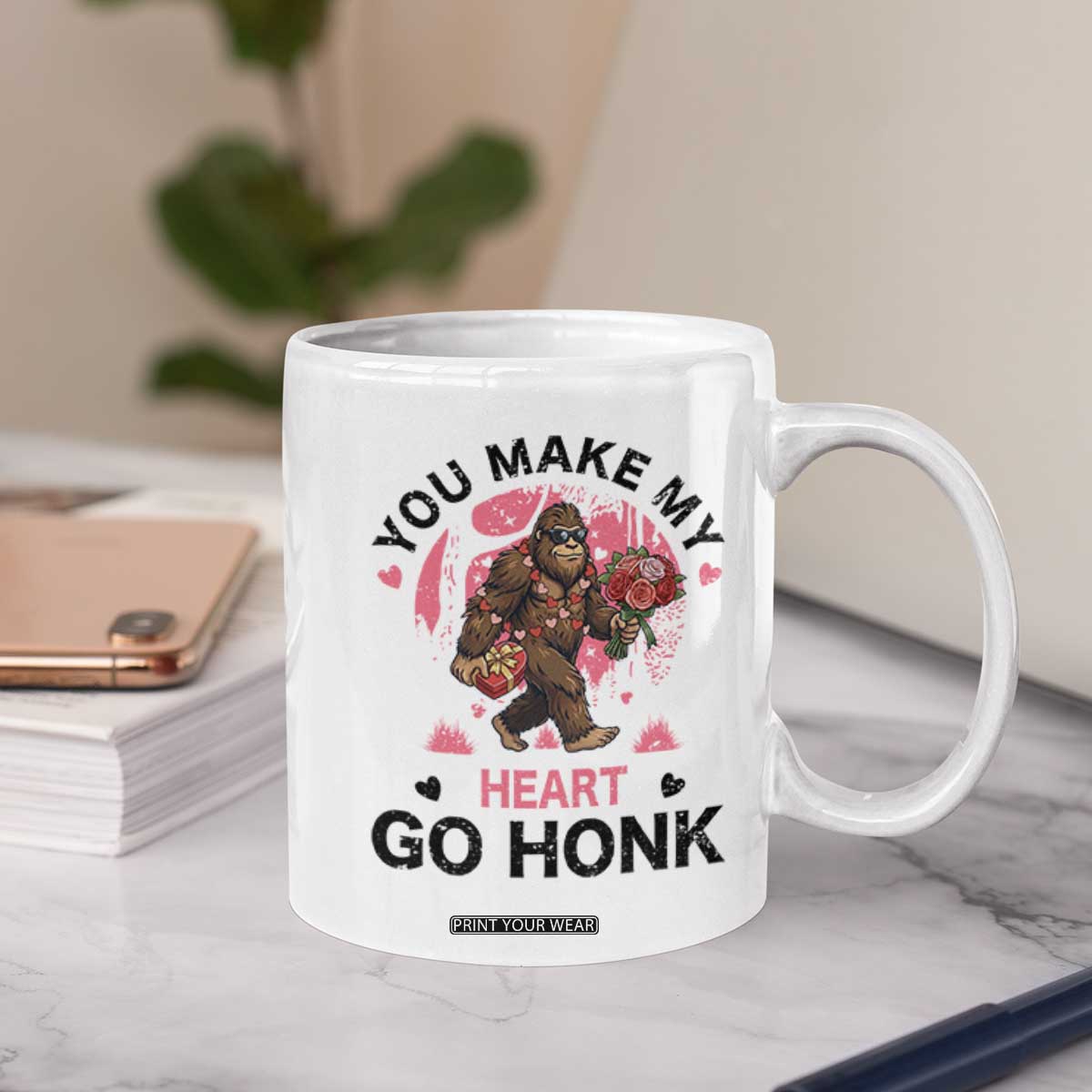 You Make My Heart Go Honk Coffee Mug Funny Bigfoot Valentine Meme TS14 Print Your Wear