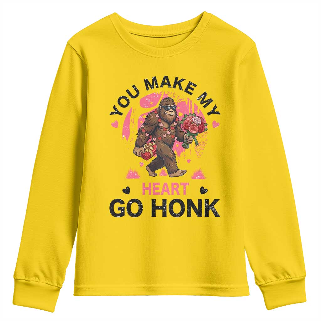You Make My Heart Go Honk Youth Sweatshirt Funny Bigfoot Valentine Meme TS14 Daisy Print Your Wear