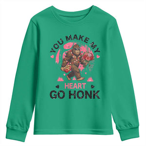 You Make My Heart Go Honk Youth Sweatshirt Funny Bigfoot Valentine Meme TS14 Irish Green Print Your Wear