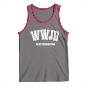 Funny Christian Tank Top WWJD Probably Flip Tables TS14 Deep Heather Red Print Your Wear